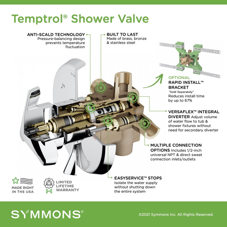 Symmons Temptrol PressureBalancing Shower Mixing Valve with Volume